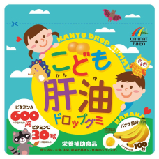 UNIMAT RIKEN Cod Liver Oil Drop Gummy дитячі жувальні вітаміни з вітамінами В і рибʼячим жиром, 100 шт