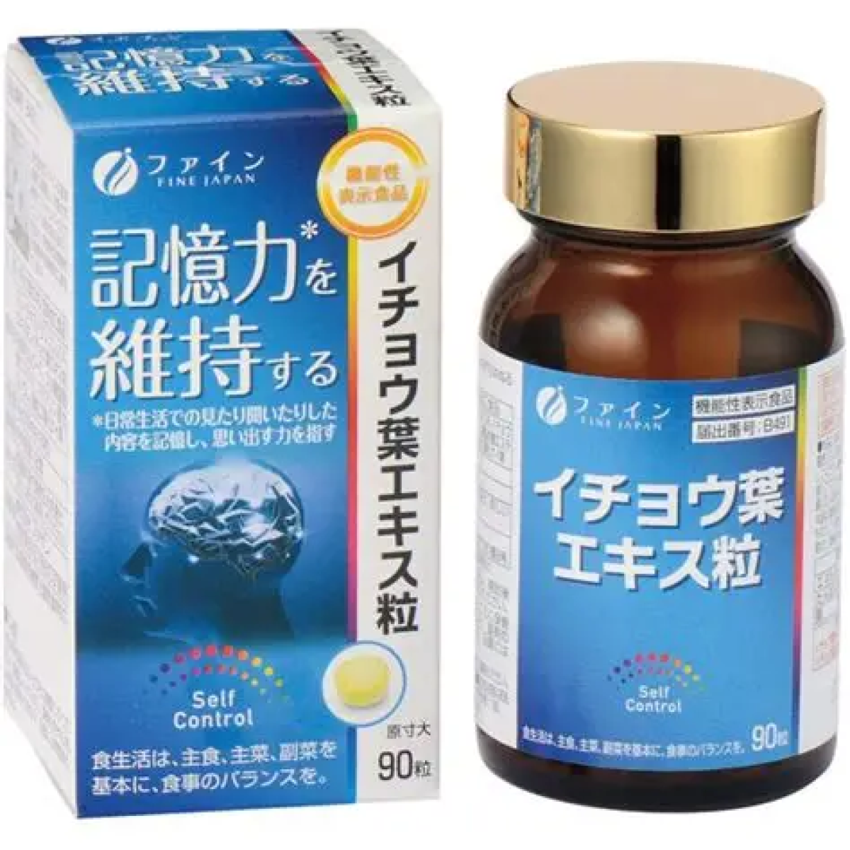 FINE JAPAN Ginkgo Biloba Extract гінкго білоба для стимуляції роботи мозку, 90 табл