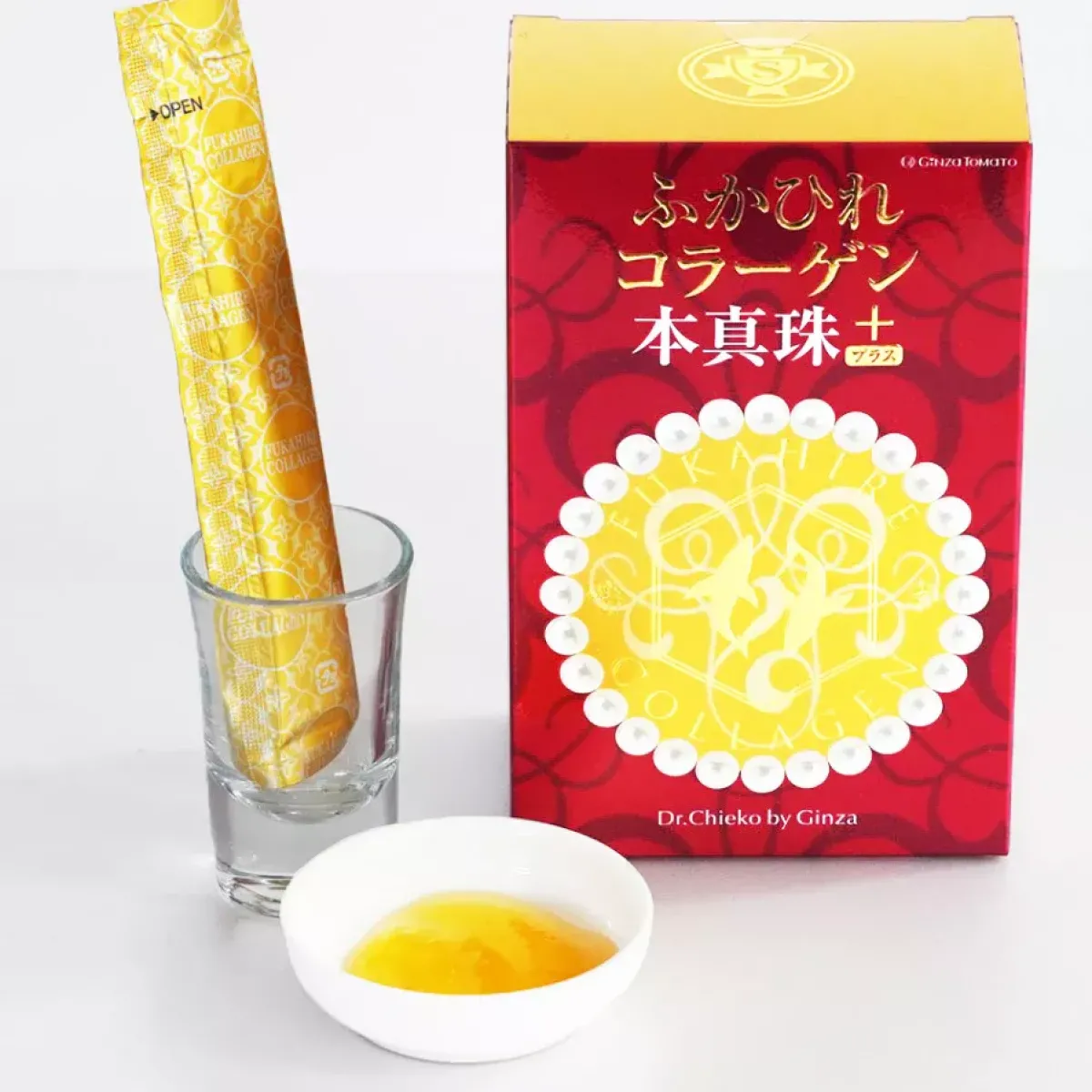 GINZA TOMATO Shark Collagen Pearl Plus колагенове желе з пудрою перлин (30 стіків)