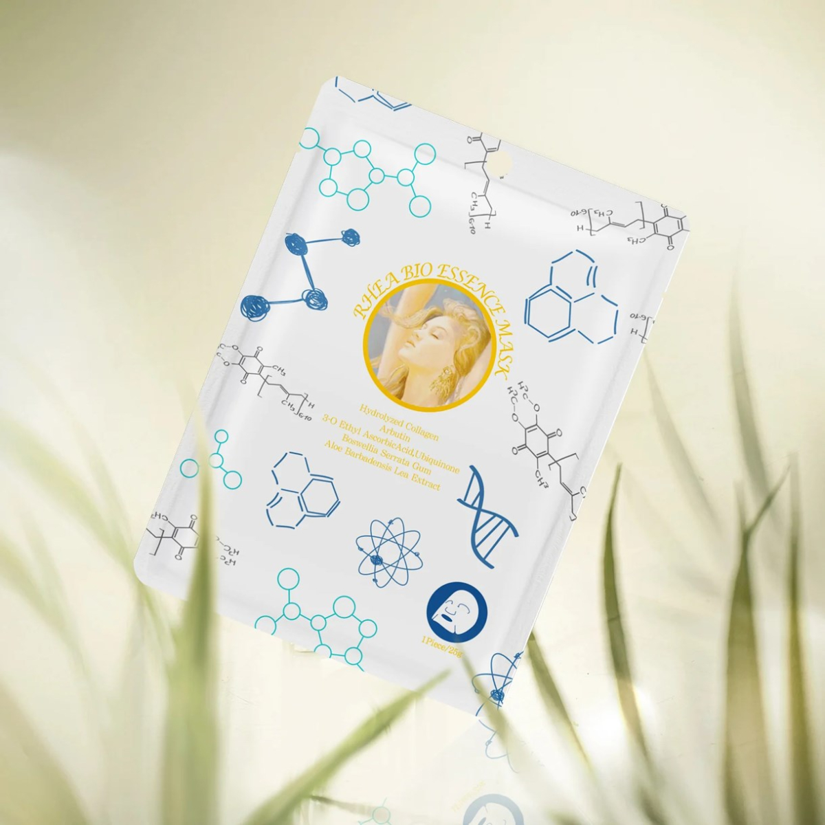 MITOMO 303 Rhea тканинна маска з колагеном, CoQ10, арбутином 1 шт