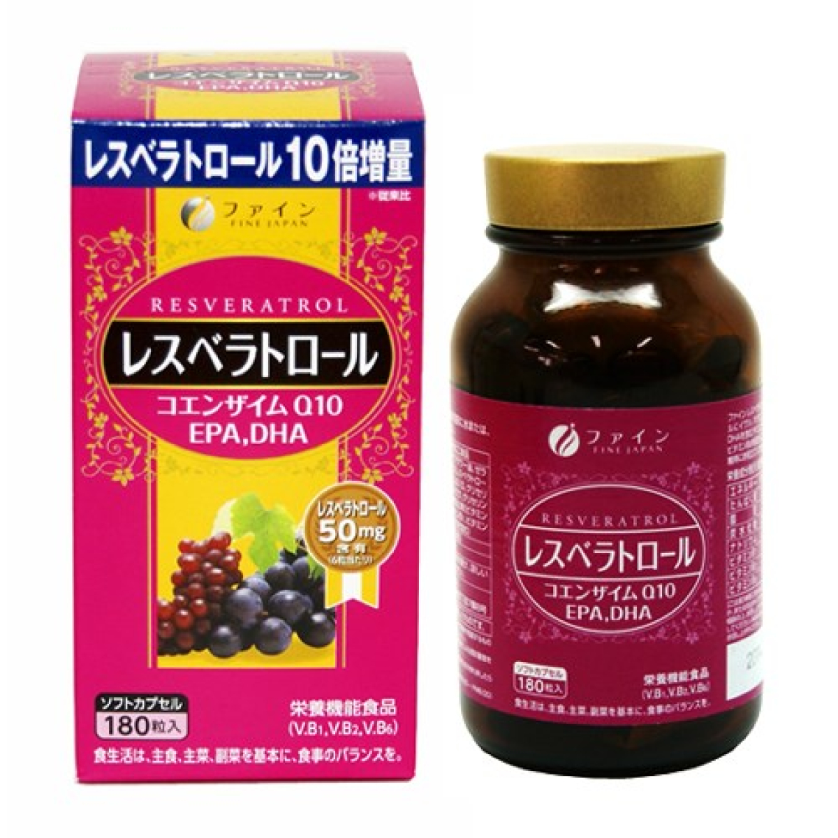 FINE JAPAN Resveratrol ресвератрол, омега 3 та коензим Q10, 180 капсул