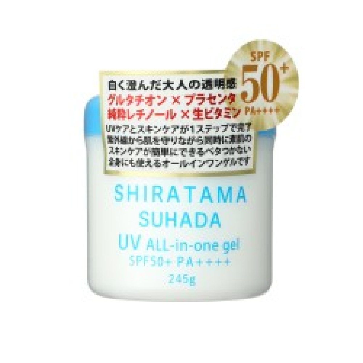 KOR JAPAN Shiratama Suhada UV All in One Gel зволожувальний крем для комплексного догляду з SPF50+ PA++++, 245 г