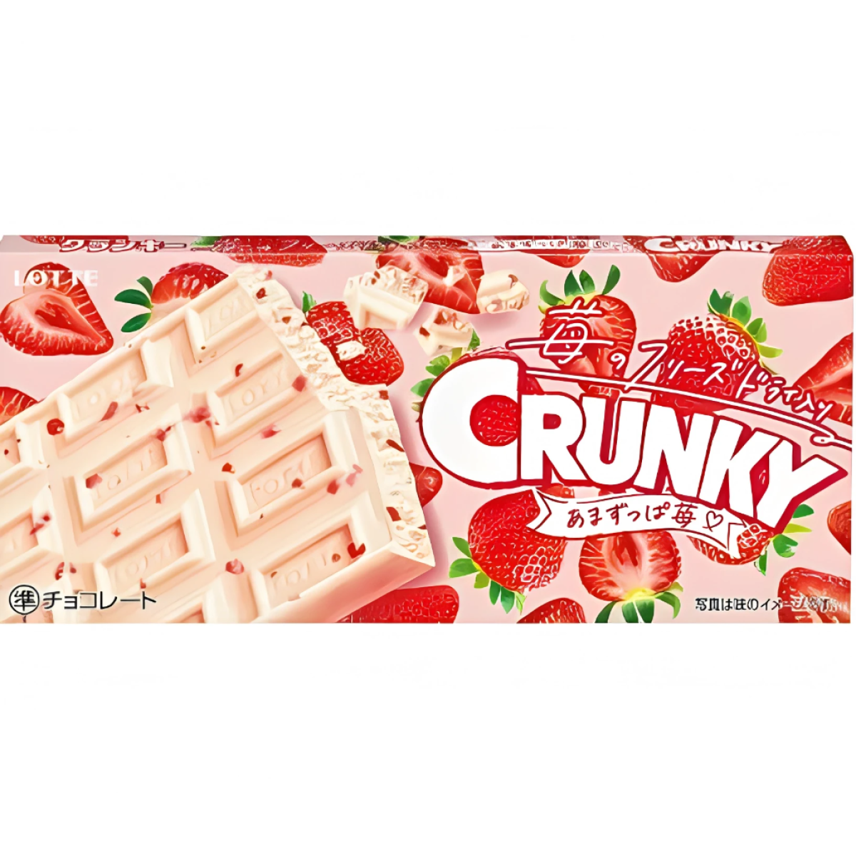 LOTTE Crunky Sweet and Sour Strawberry полуничний шоколад з повітряним рисом, 32 г